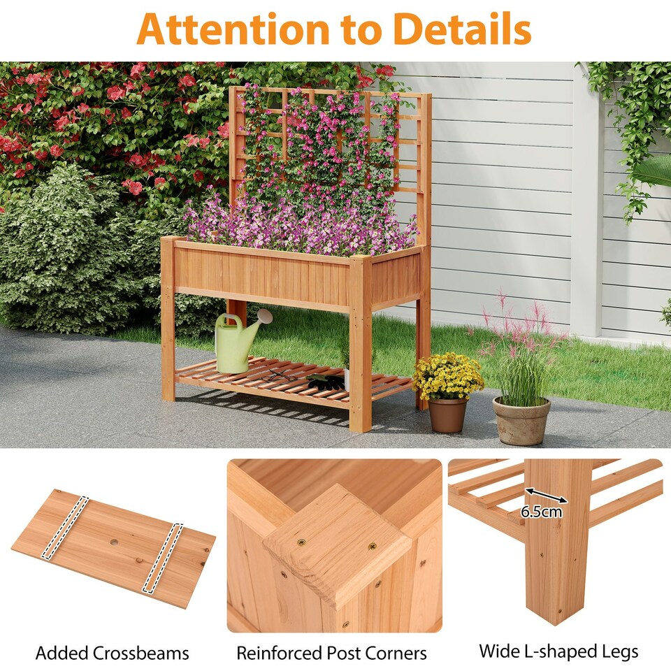 image 1 of COSTWAY Wooden Planter Box Raised Garden Bed Brown Brown