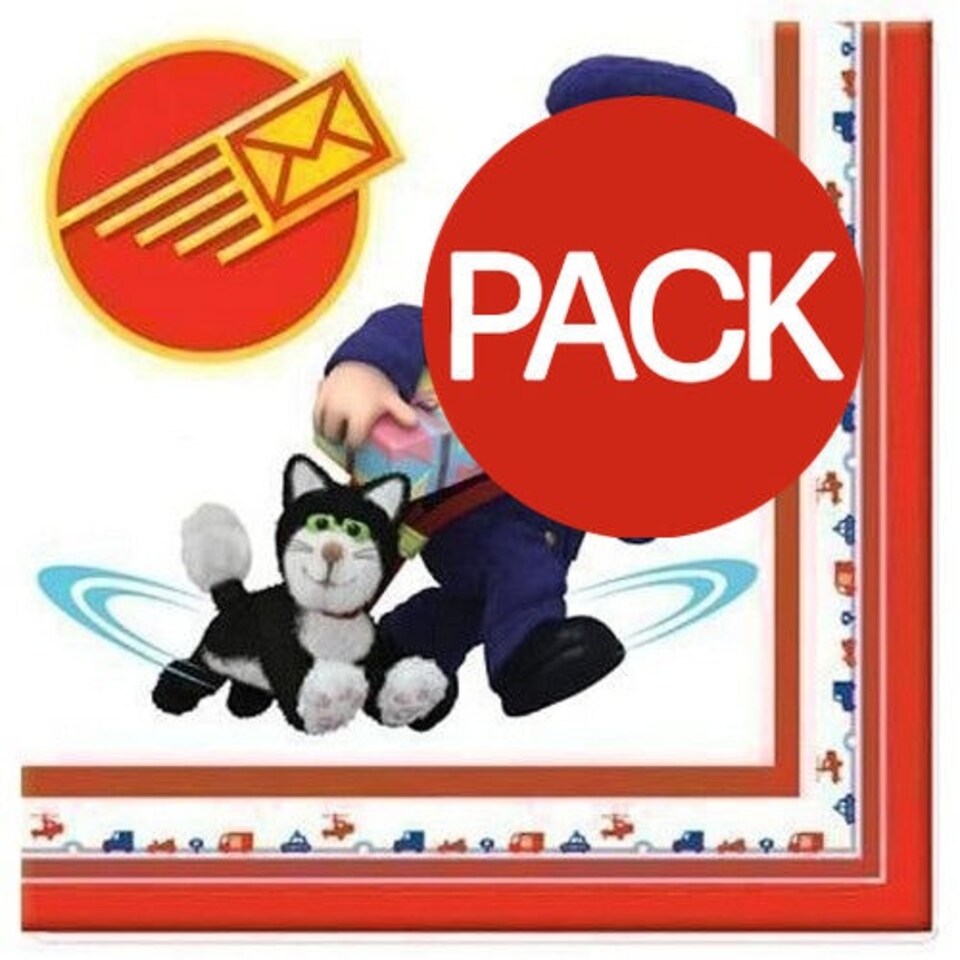 Postman Pat Lunch Napkins (Pack of 16) - White/Red/Blue - One Size