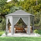image 9 of Outsunny 3x4m Hexagon Gazebo w/ Mesh Curtains Outdoor Garden, Dark Grey