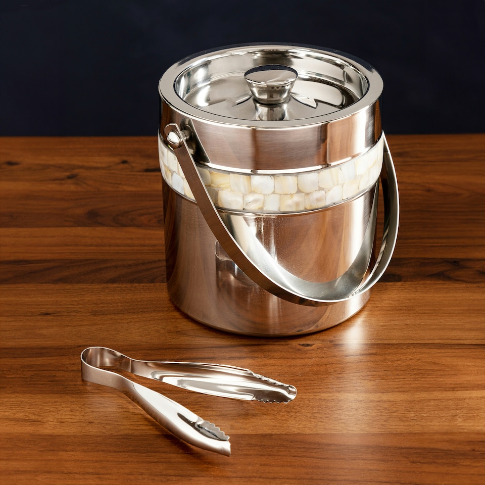image 1 of Mother Of Pearl Inlay Design Ice Bucket