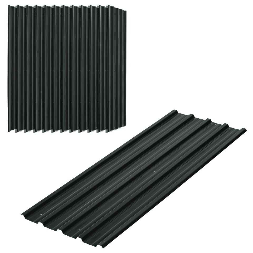 image 1 of Outsunny Pack of 12 Metal Roofing Sheets for Greenhouse, Dark Grey