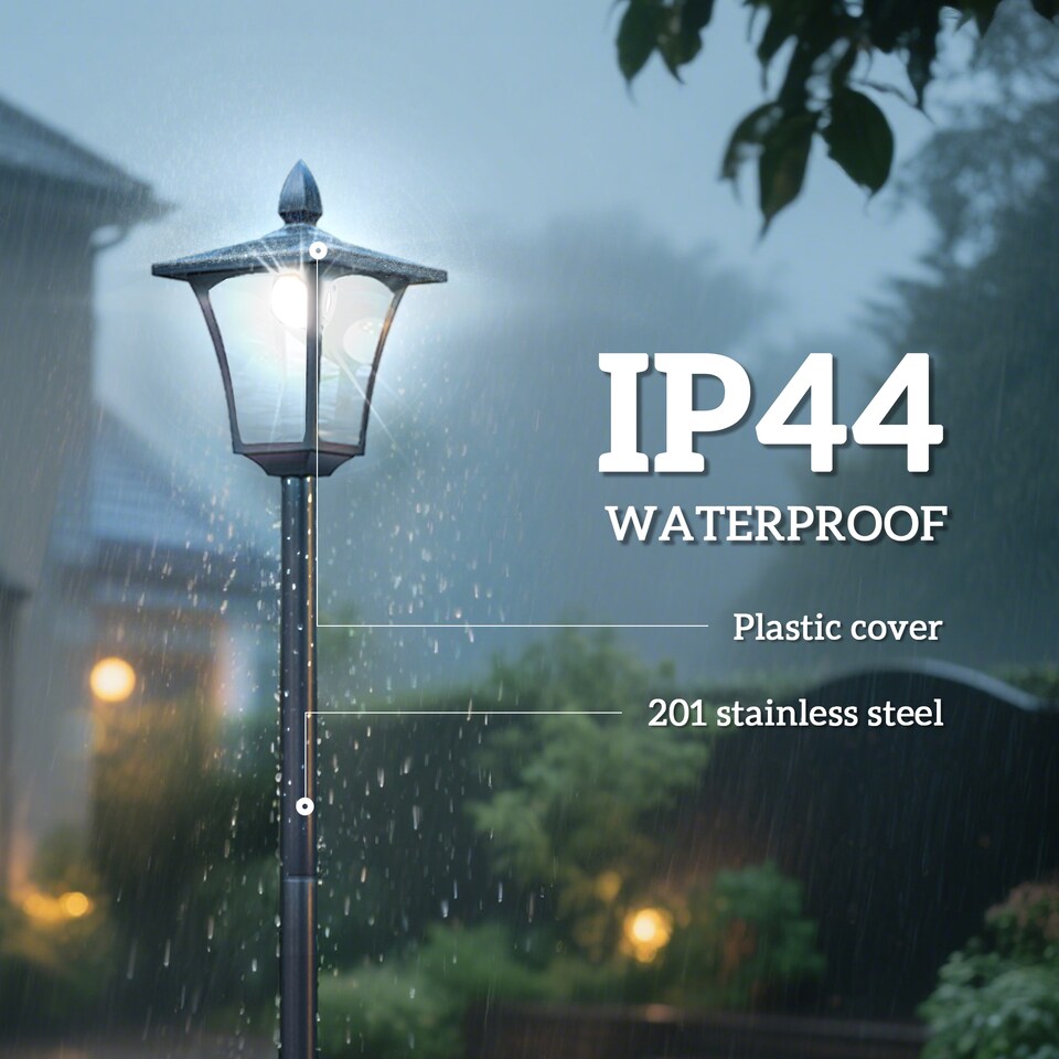 image 1 of Outsunny Outdoor Garden Solar Light with Base IP44 Optical Control Dimmable