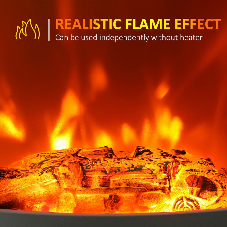 image 1 of HOMCOM Electric Fireplace Freestanding w/Realistic Flame Effect, White