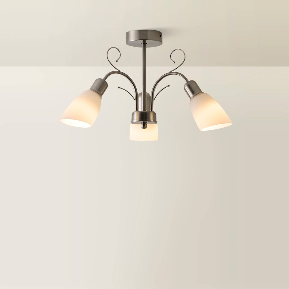 image 1 of ValueLights Newlyn 3 Way Brushed Chrome Ceiling Bar Light | Chrome