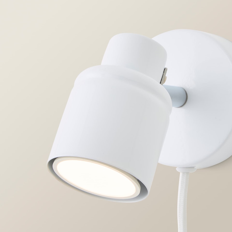 image 1 of ValueLights Benton White IP44 Wall Light With Cable Plug | White
