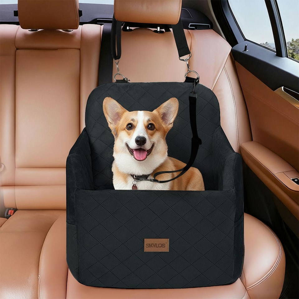 image 1 of Skylos Dog Booster Car Seat Black Portable Travel Carrier Bed for Pet | Black | Black | One Size