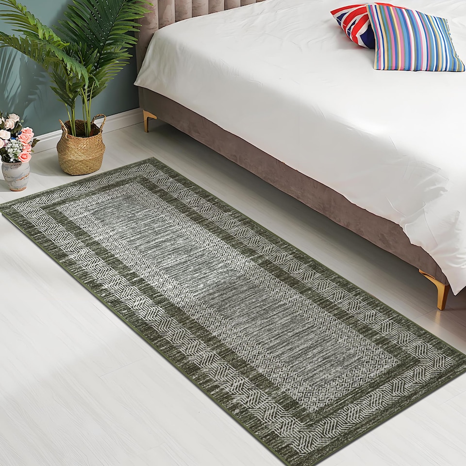 London Boutique Entryway Rug, Runner Rug, Bordered Hallway Rug ...