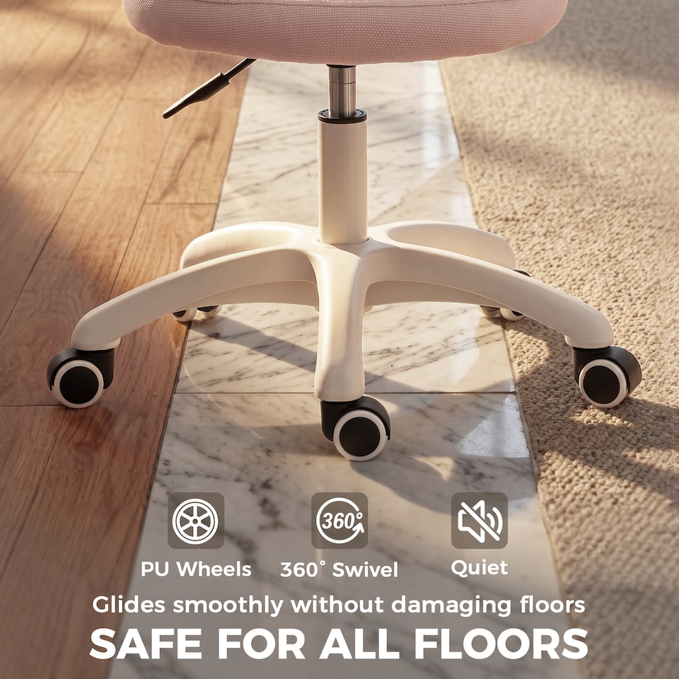image 1 of HOMCOM Armless Office Chair with Mesh Back, Pink