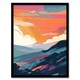 image 1 of Autumn Sunrise Countryside Graphic Orange Black Framed Wall Art Print A4
