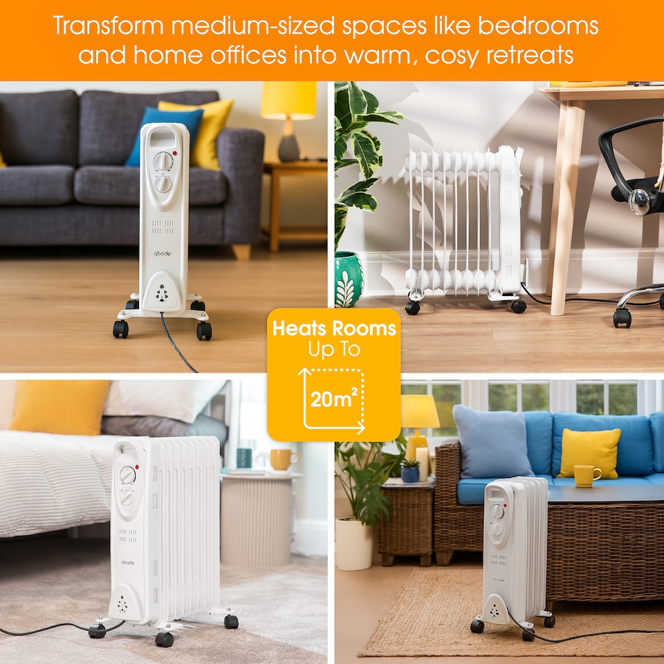 image 1 of Abode AOFR9003 2kW 9 Fin Oil Filled Radiator in White