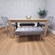 image 1 of Dining Table and 2 Chairs With 2 Benches Oak Effect Wood Table 2 Grey Velvet Chairs Dining Room