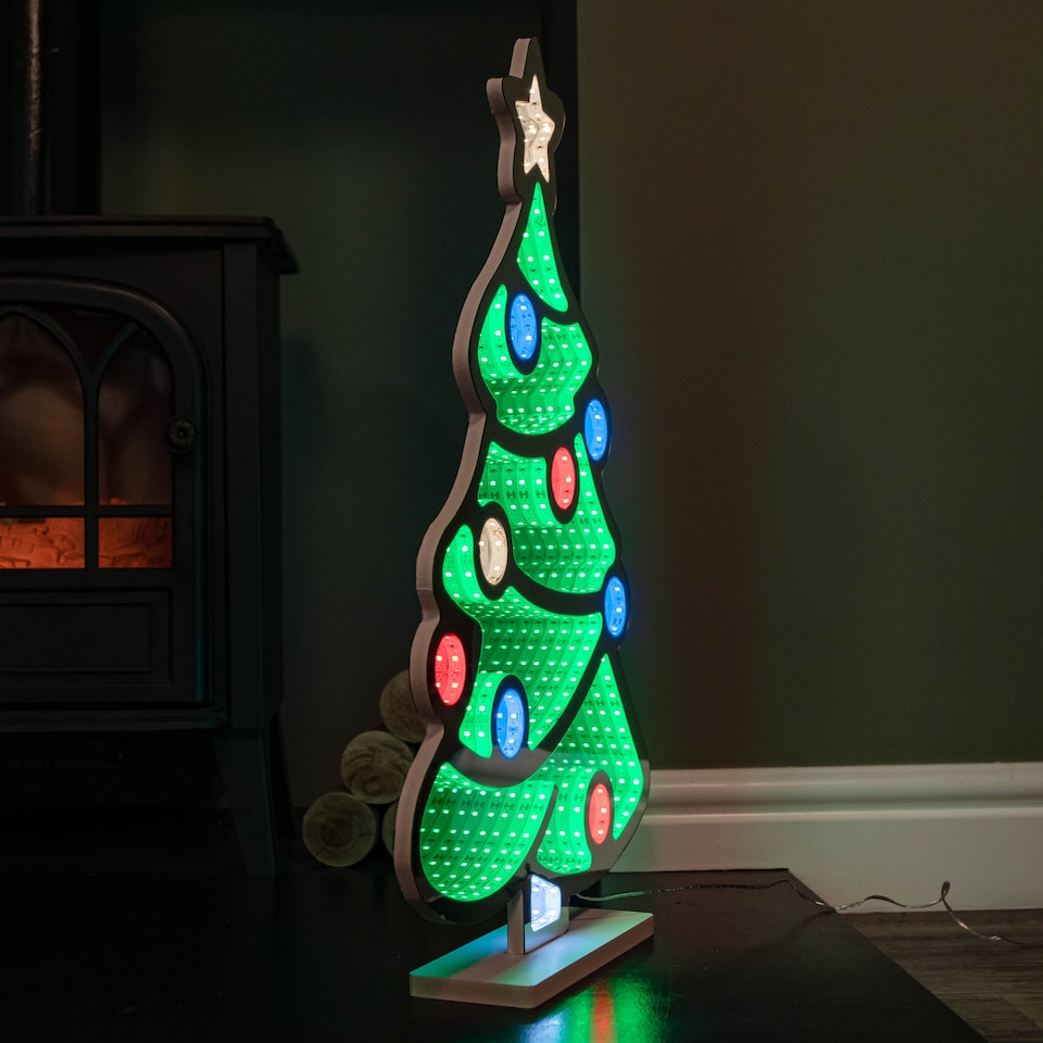 image 1 of 60cm Light up Christmas Tree Infinity Decoration with Multi-Coloured LEDs