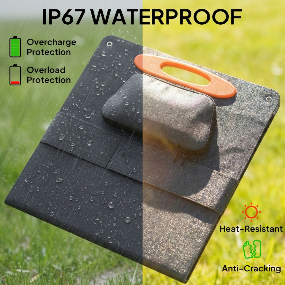 image 1 of HOMCOM 100W Portable Solar Panel, Foldable Solar Charger with USB-A & USB-C Fast Charging Output, IP67 Waterproof for Mobile Phone Power Bank Flashlight Fans Camping Backpacking Hiking