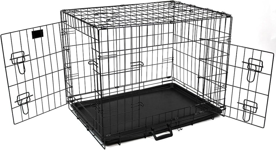 image 1 of Actiaspet Foldable Metal Dog Cage Crate with Tray Black Multiple Sizes (Black, Extra Large)
