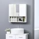 image 2 of kleankin Bathroom Wall-Mounted Mirror Cabinet with Double Door Shelves