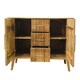 image 4 of Slated 2 Door 3 Drawer Sideboard - Mango Wood - L45 x W164 x H80 cm - Light Finish - Assembly Required | Brown