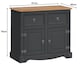 image 4 of Mercers Furniture Corona Charcoal 2 Door 2 Drawer Sideboard Cabinet Cupboard Solid Wood Pine Wooden Dark Grey with Mexican Styling