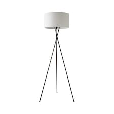 ValueLights Camden Black Tripod Floor Lamp with Grey Shade | Grey