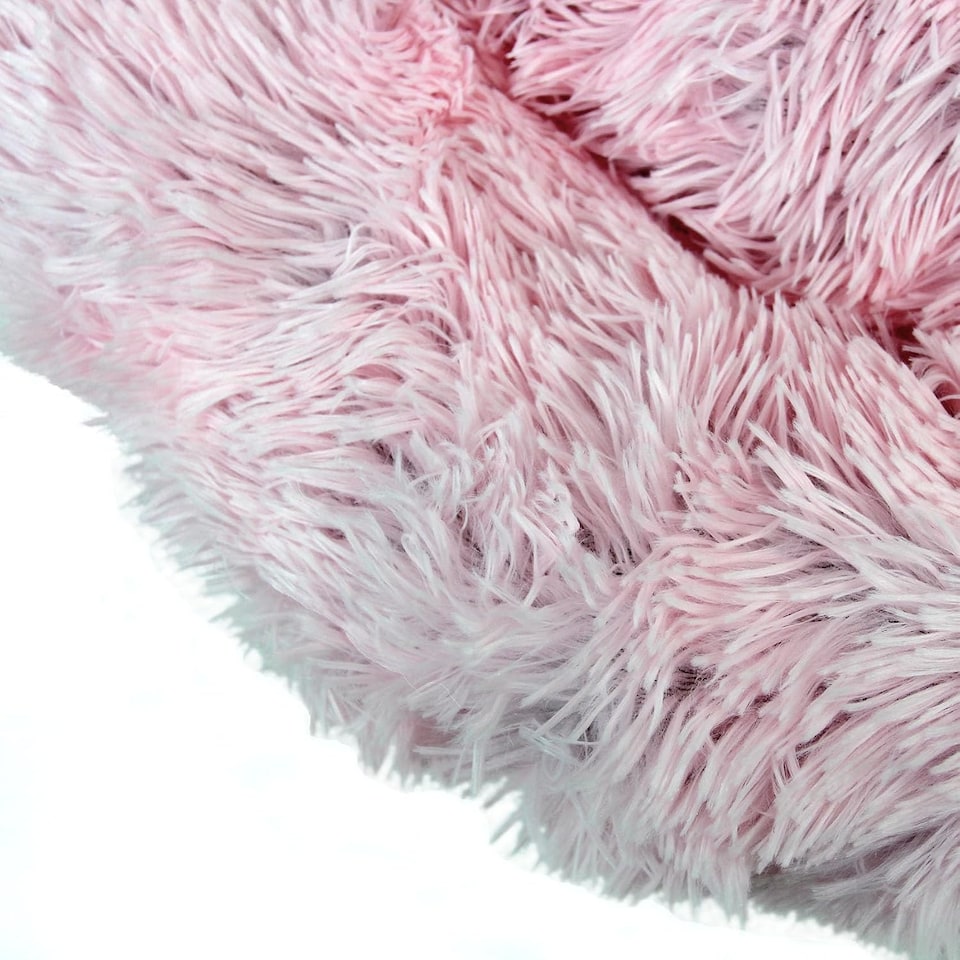 image 1 of Actiaspet Fluffy Donut Pet Bed Washable Dog & Cat Bed Multiple Sizes (Pink, Small)