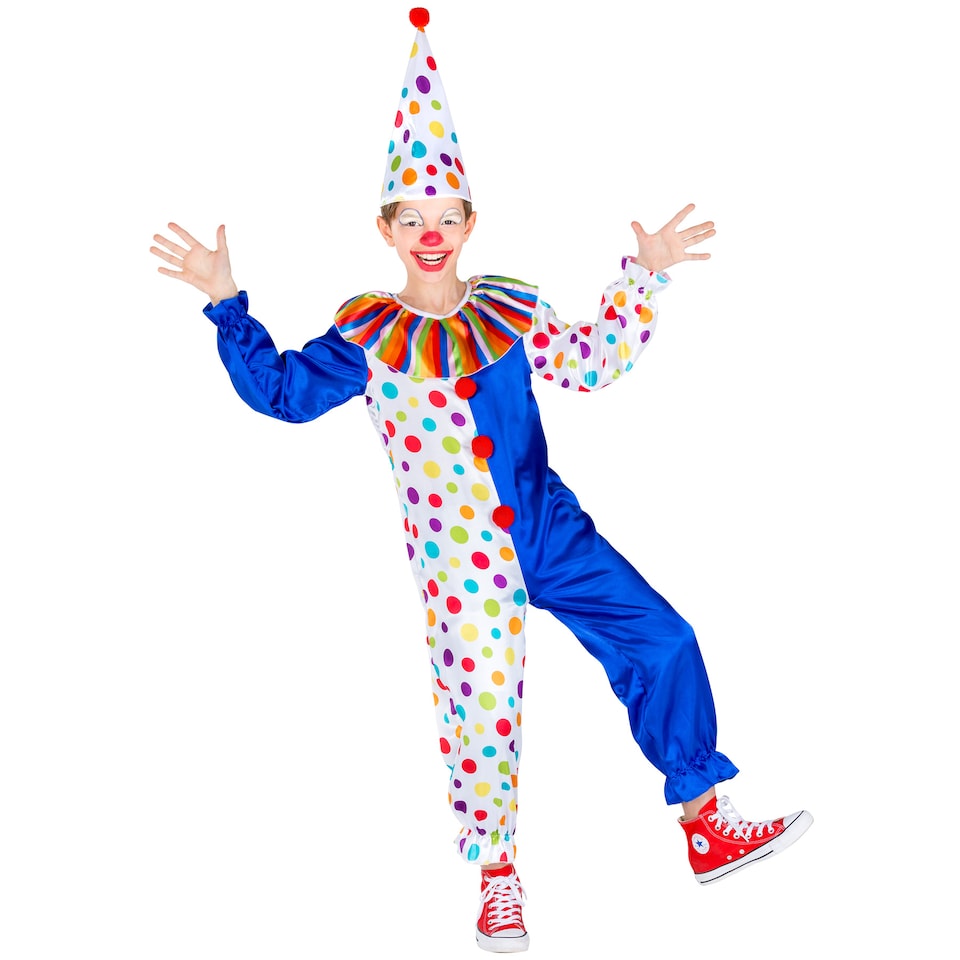 image 1 of Childrens and Teens Jux the Clown Costume | Blue | blue | 9-10 years | 1