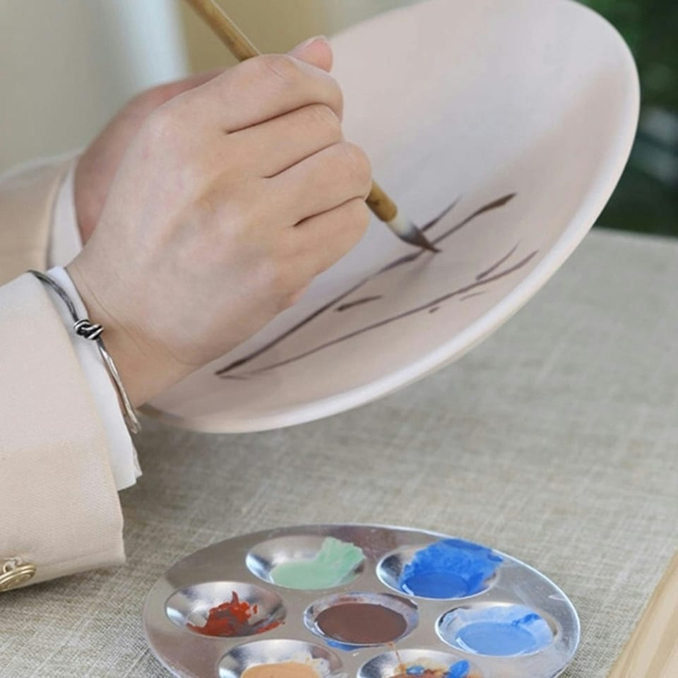 image 1 of 13.5 x 9cm Aluminium Painting 6 Well Paint Palette