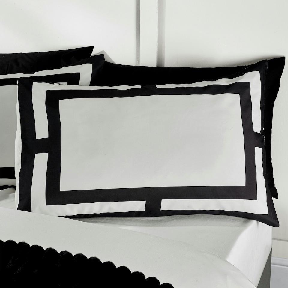 image 1 of Catherine Lansfield So Soft Mono Panel Duvet Cover Set | Cream | Cream/Black