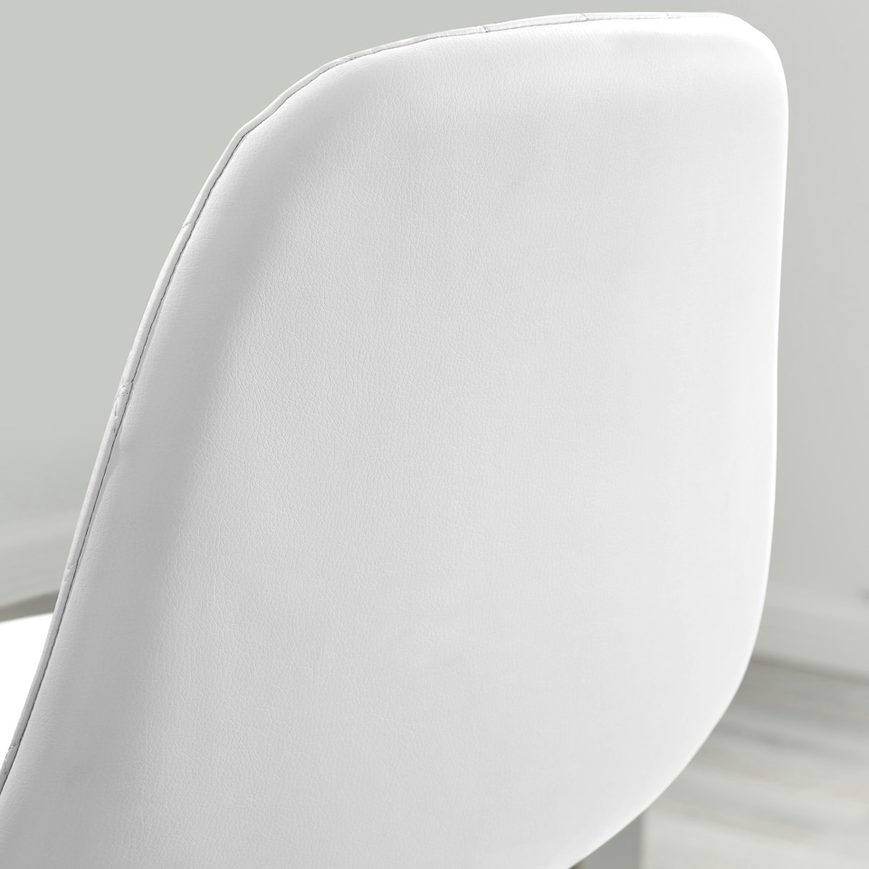 image 1 of Furniturebox Corona 2x White Faux Leather Silver Legs Bar Chair