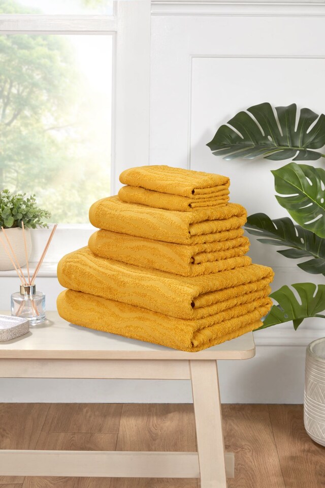 image 1 of Safari Cotton Luxury Towels Soft and Absorbent | Yellow | Face cloth