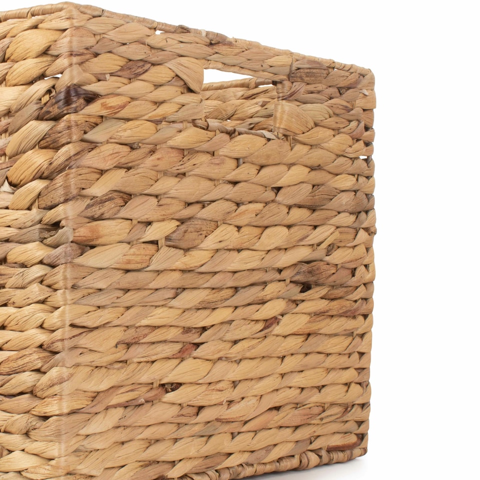 image 1 of Large Water Hyacinth Square Storage Basket | Brown | Brown | L