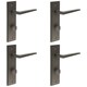 image 1 of 4 PACK Elegant Dark Bronze Bathroom Door Handle with Backplate and Turn Release Solid Brass Interior Handle