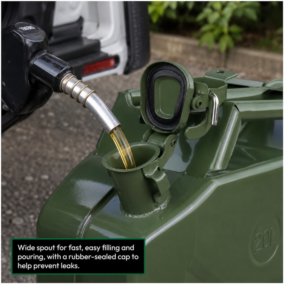image 1 of KCT 20L Jerry Can Durable Metal Fuel Tank Petrol Diesel Gas Oil Gasoline Storage Container for Vehicle Car Motorbike
