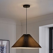 ValueLights Akira Black Paper Pleated Single Drop Ceiling Pendant Light
