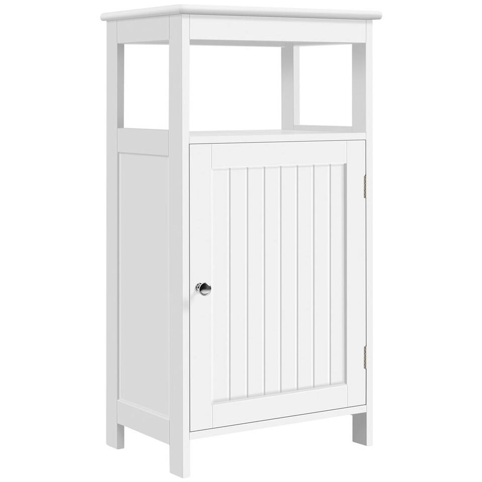 image 1 of Yaheetech 4-Tier Bathroom Floor Cabinet with Single Door White White