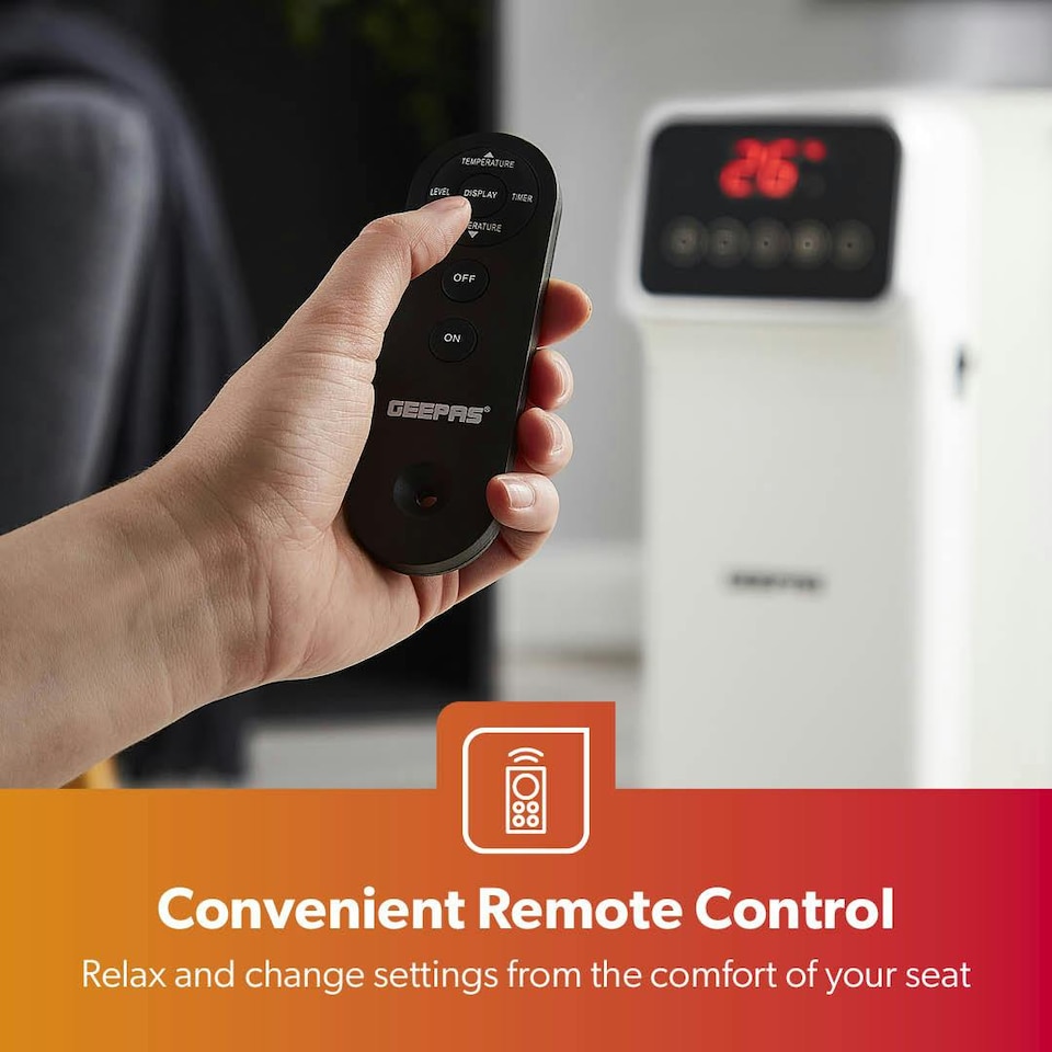 image 1 of GEEPAS Digital Oil Filled Radiator Heater 2000W, 9 Fin White