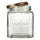 image 1 of Interiors by Premier Set of Three Glass Jars with Gold Finish Lids, Embossed 'Tea', 'Coffee', and 'Sugar' Labels
