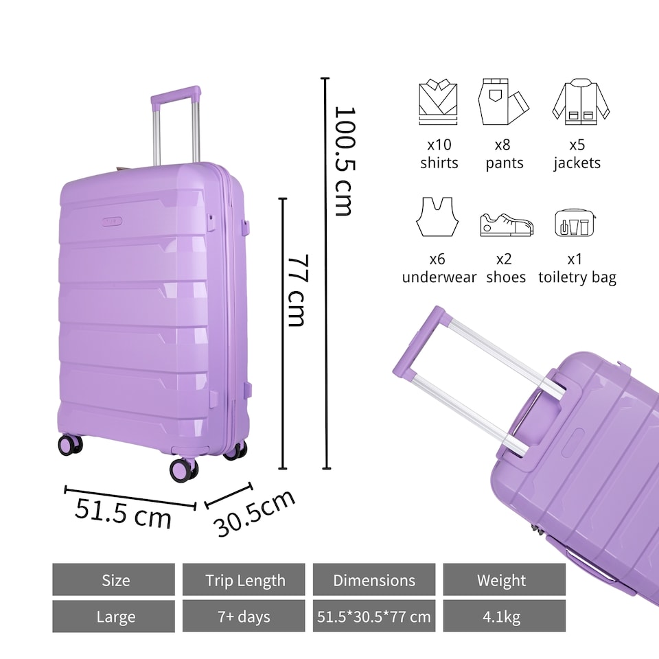 image 1 of Large Suitcase 28’ Inch Hard Shell Check In Luggage - Lightweight & Durable, USB Charging Port, Secure TSA Lock, Dual Spinner Wheels