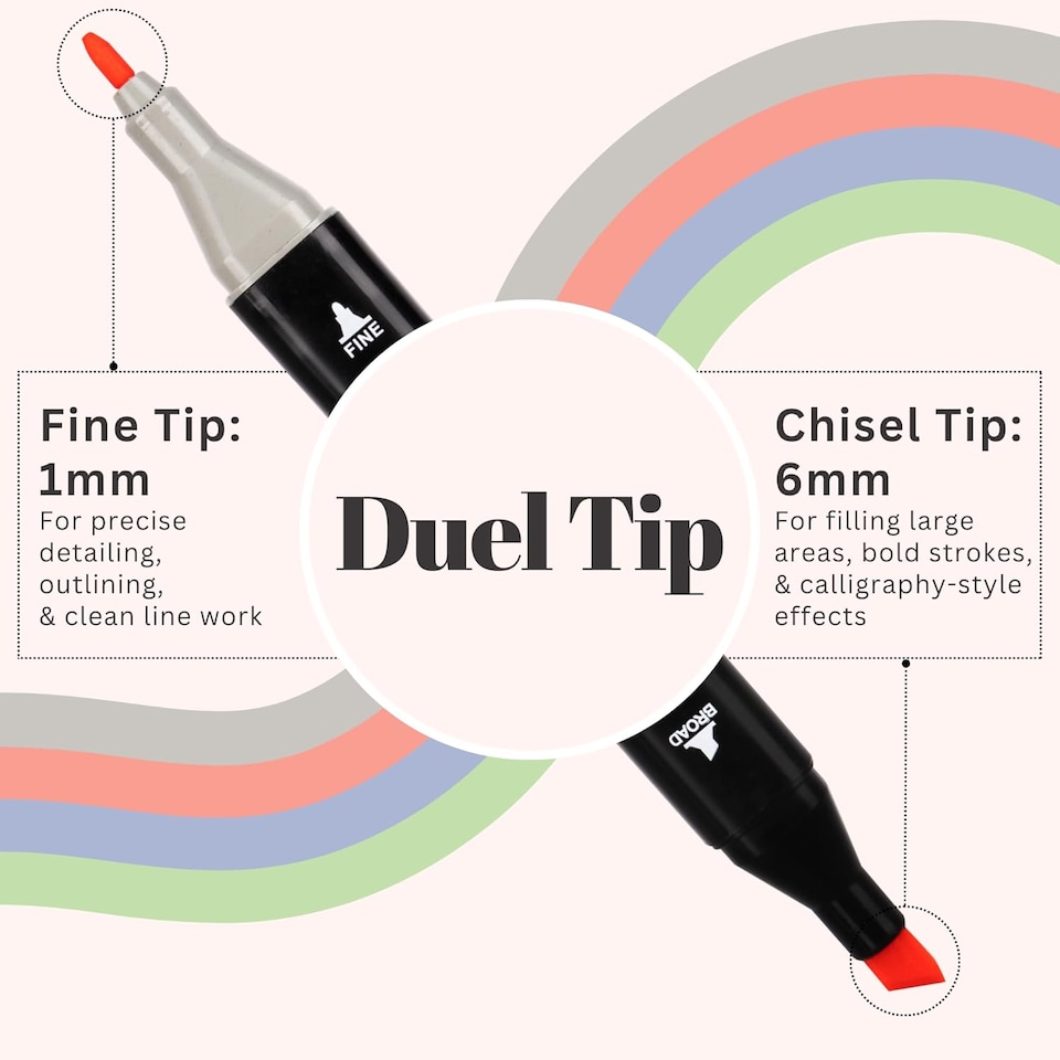 image 1 of Straame Alcohol Markers – Dual-Tip Colouring Pens, (Set of 36)