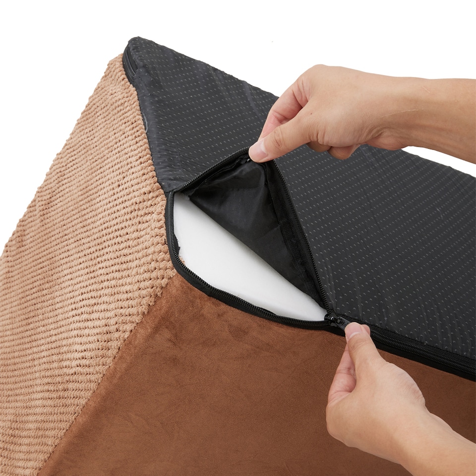 image 1 of Living and Home Non-Slip Pet Steps with Removable Washable Cover for Cats & Dogs | Grey | Brown | 1