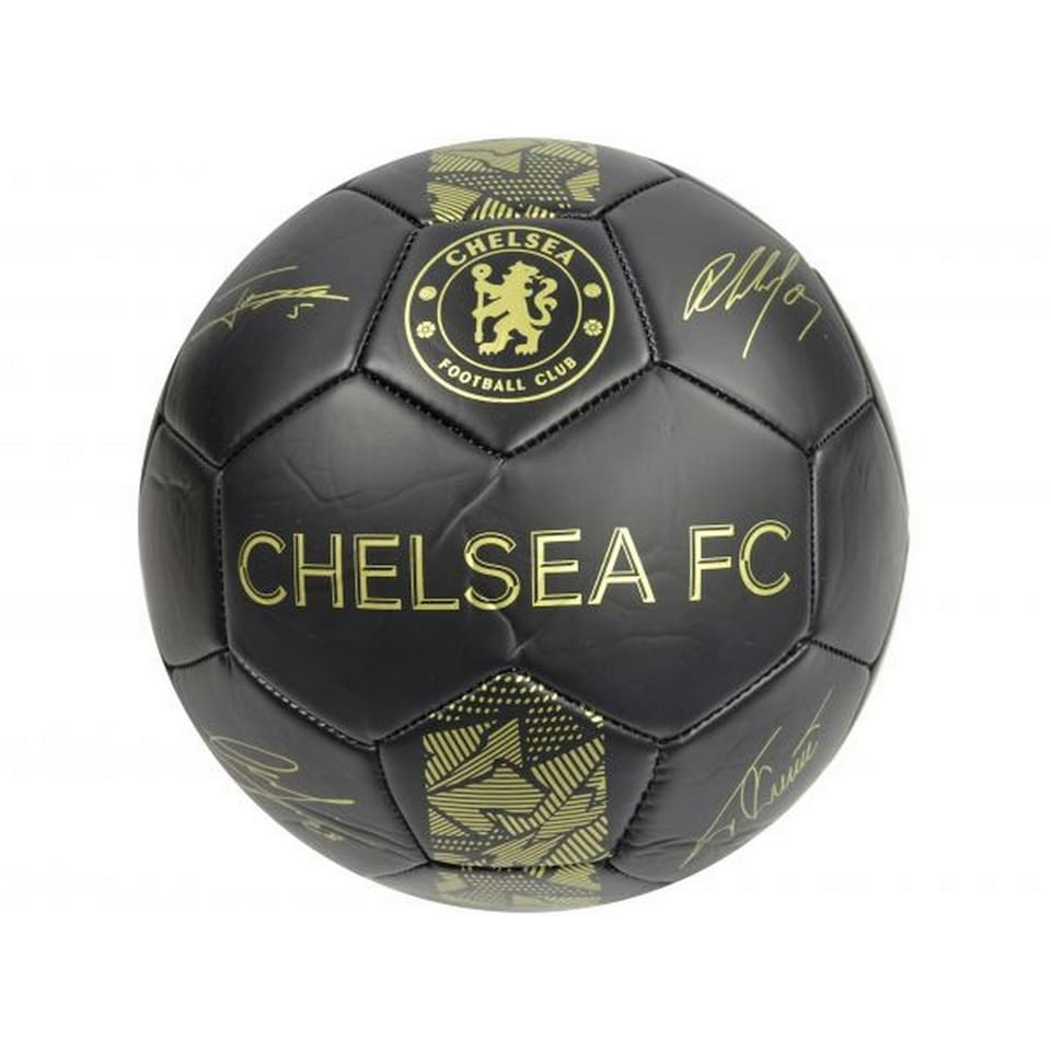 image 1 of Chelsea FC Signature Phantom Faux Leather Football - Black/Gold - 5