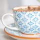 image 5 of Nicola Spring 12 Piece Hand-Printed Cappuccino Cup & Saucer Set - 250ml - Blue
