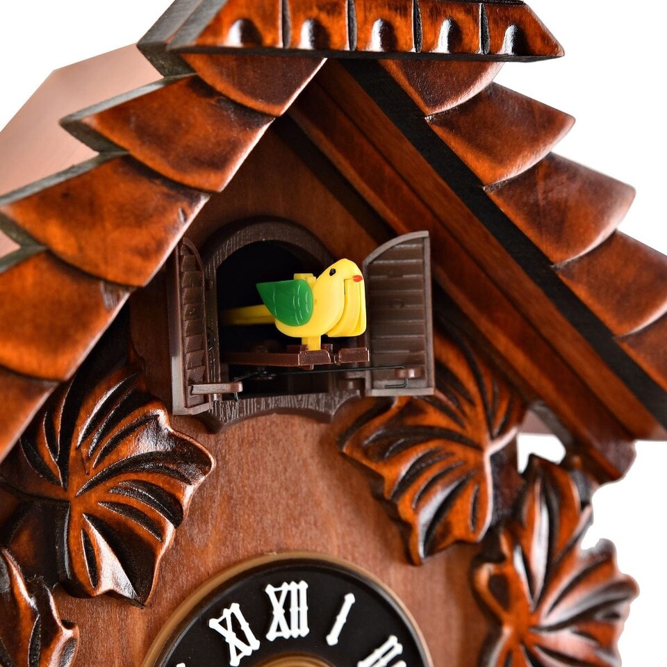 image 1 of Widdop Gifts Wooden Pitched Roof Cuckoo Clock