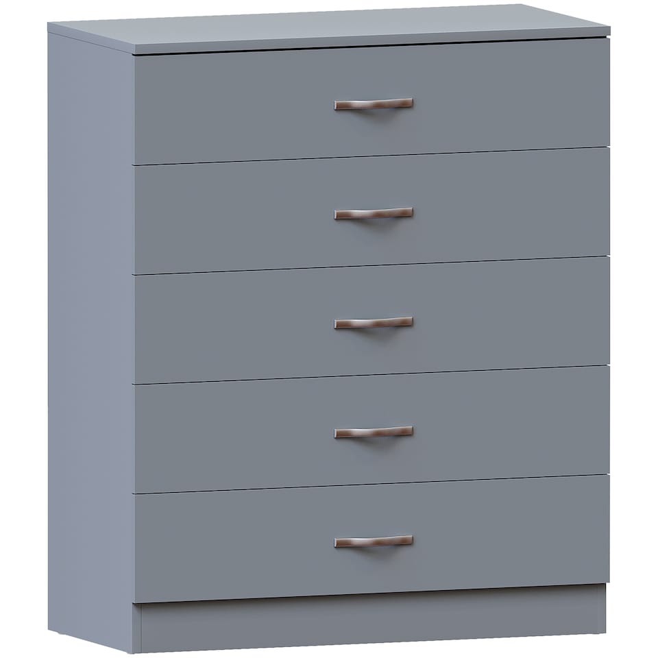 image 1 of Vida Designs Riano 5 Drawer Chest of Drawers Bedroom Storage, Grey