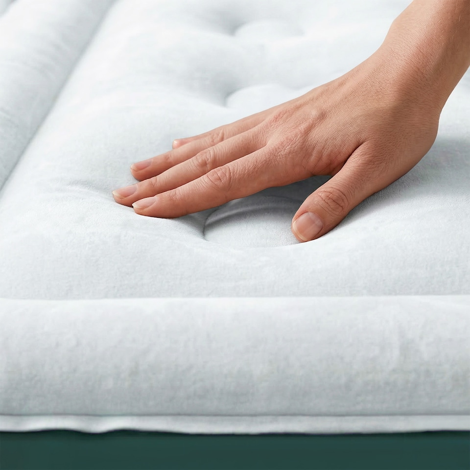 image 1 of Active Era King Comfort Air Bed, Built-in Pump, Waterproof - Green/White