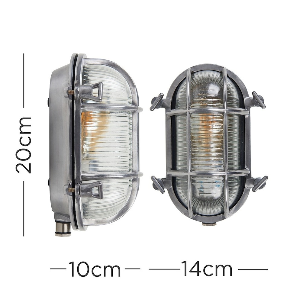image 1 of ValueLights Bow Nautical Brushed Chrome Bulkhead Light & Bulb | Chrome