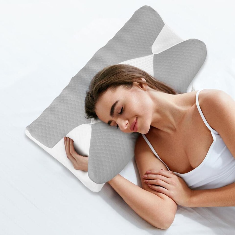 image 1 of Lavio Orthopedic Neck Pillow Memory Foam Cervical Support Pillow for Pain Relief