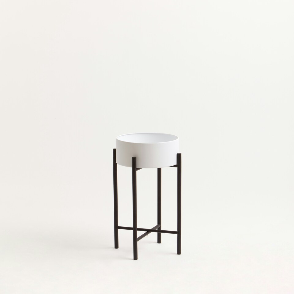 image 1 of Interiors by Premier Sturdy And Durable Small White And Black Floor Standing Planter, Contemporary Design Outdoor Pot For Flowers White