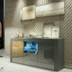 image 7 of Grey TV Unit 145cm Gloss Doors Free LED Modern Media Cabinet Grey