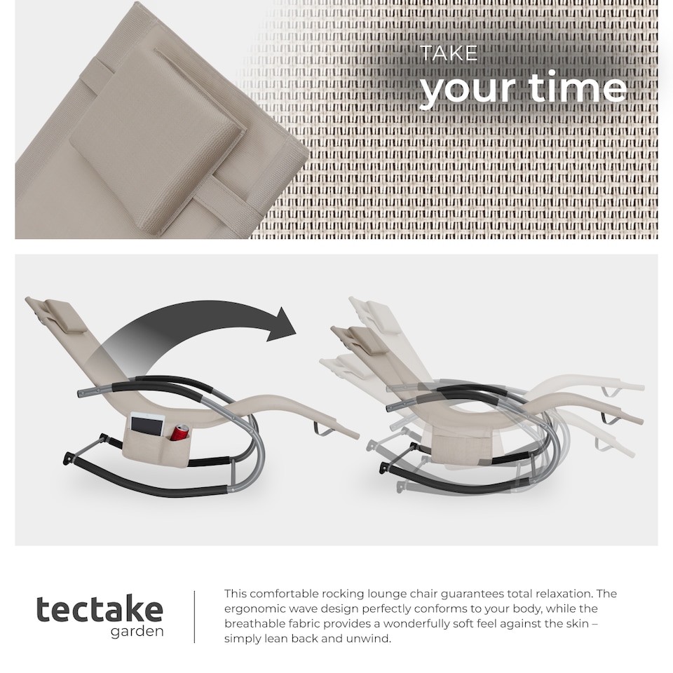 image 1 of Sun Lounger Taya with a Modern Design, Rocking Function and Breathable Surface | Cream | beige | 1