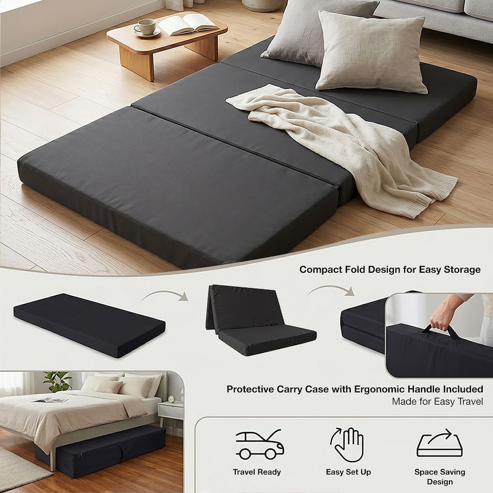 image 1 of Kids Futon Mattress 190 x 120cm | Foldable Floor Bed for Sleepovers