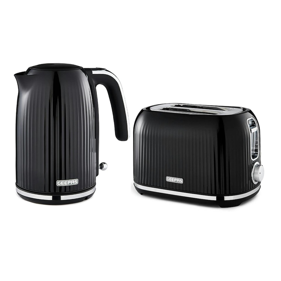 image 1 of GEEPAS 1.7L Kettle & 2 Slice Toaster Kitchen Combo Set | Black